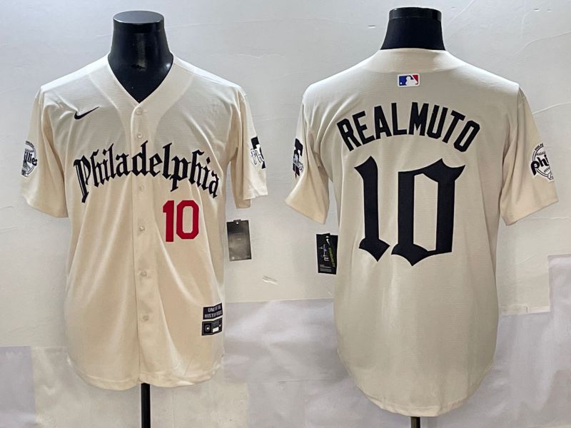 Men 2025 Philadelphia Phillies #10 Realmuto Cream Five generations Joint Name Nike MLB Jersey style 2->philadelphia phillies->MLB Jersey